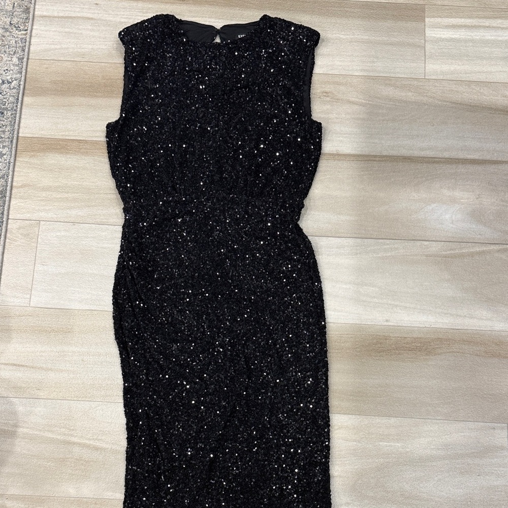 Express Sparkling Black Midi Dress